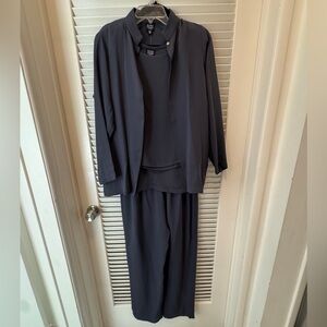 Eileen Fisher Double Silk Georgette 3-Piece Set Petite Medium NWT Indigo